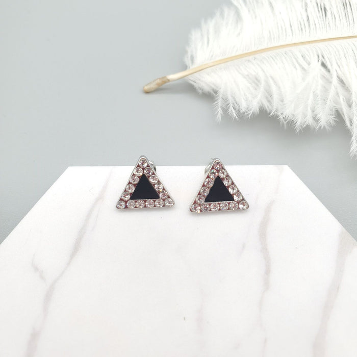 Silver Pin and Diamond Clover Stud Earrings