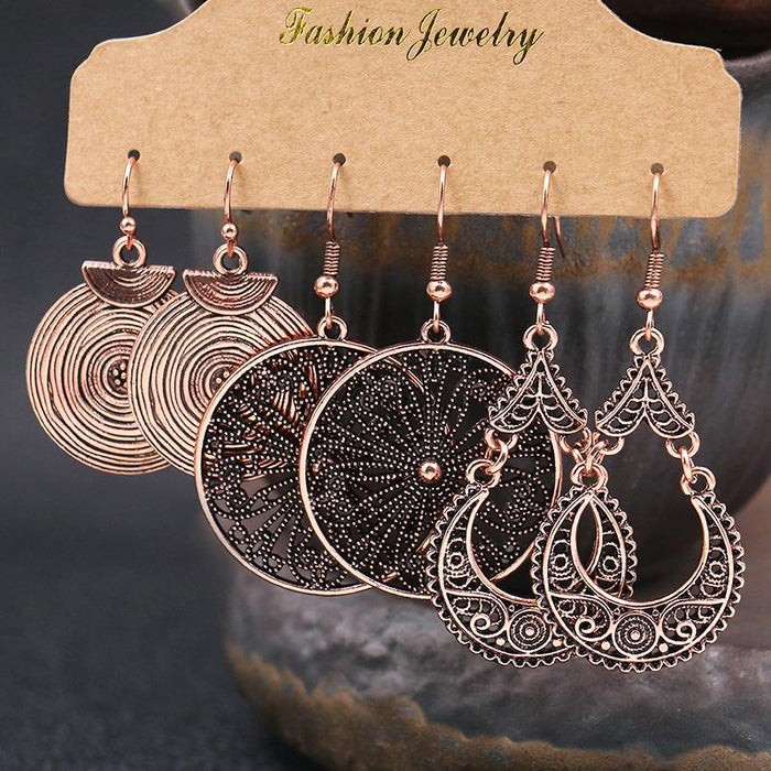 3 pairs/set Earrings Bohemian Style Jewelry X0X36194