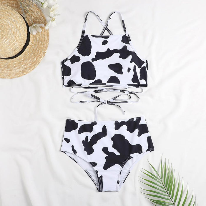 New Sexy Printed Cow Print Split Bikini Swimsuit