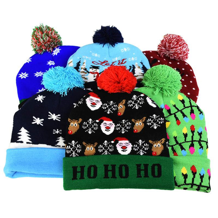 LED Christmas Beanie Christmas Light Up Knitted Hat