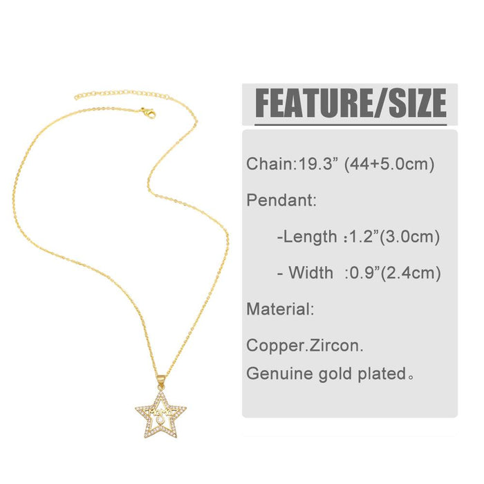 Simple, Light and Extravagant, Small Crowd Design, Zircon Inlaid Five Pointed Star Necklace