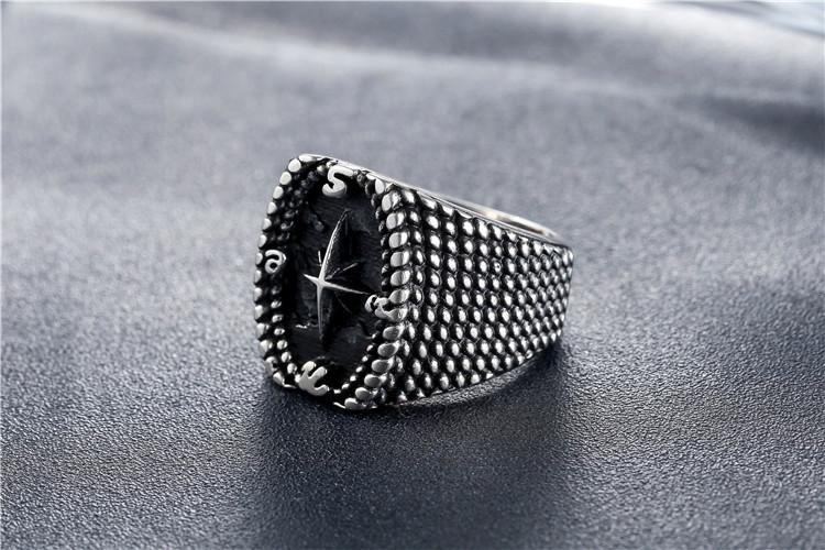 Cross Compass Men's Retro Personalized Titanium Steel Ring