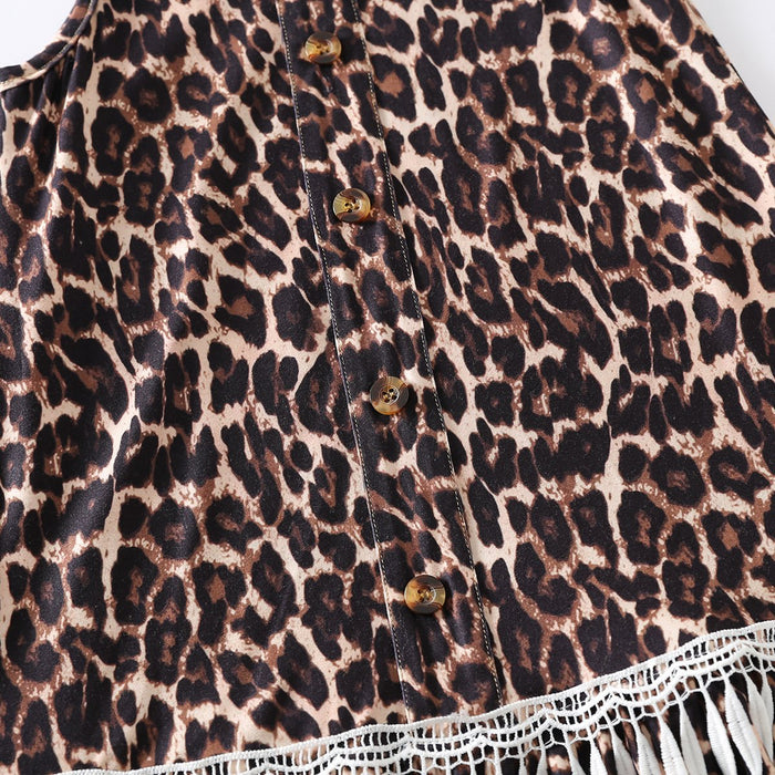 Sleeveless leopard suspender dress