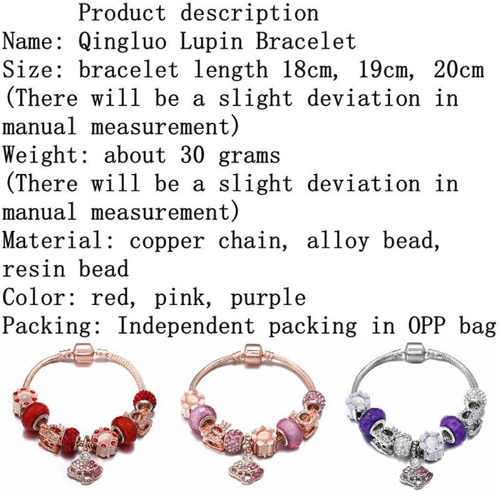 Rose Gold Beaded Pendant DIY Alloy Big Hole Bead Bracelet