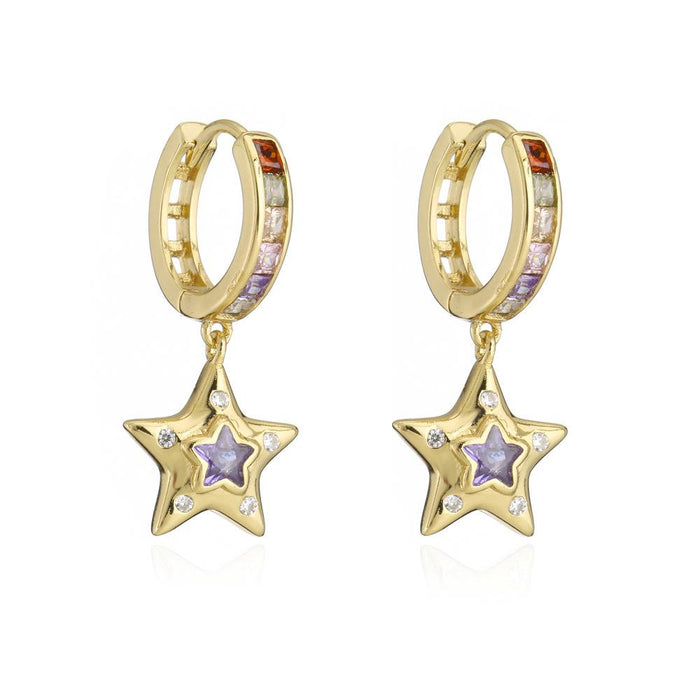 Fashion Niche Design Light Luxury Gold Color Zircon Women's Earrings