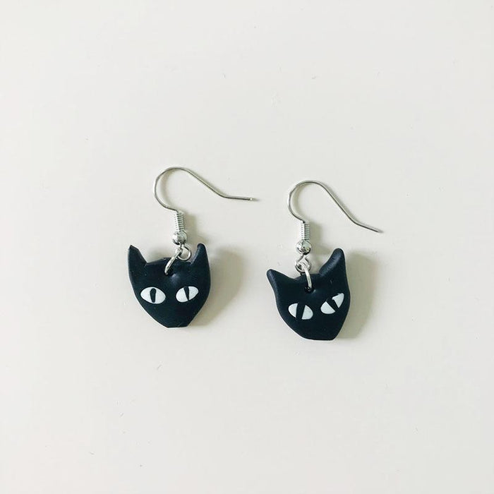 Creative Ghost Soft Ceramic Earrings Eyes Moon Clay Clay Student Earrings