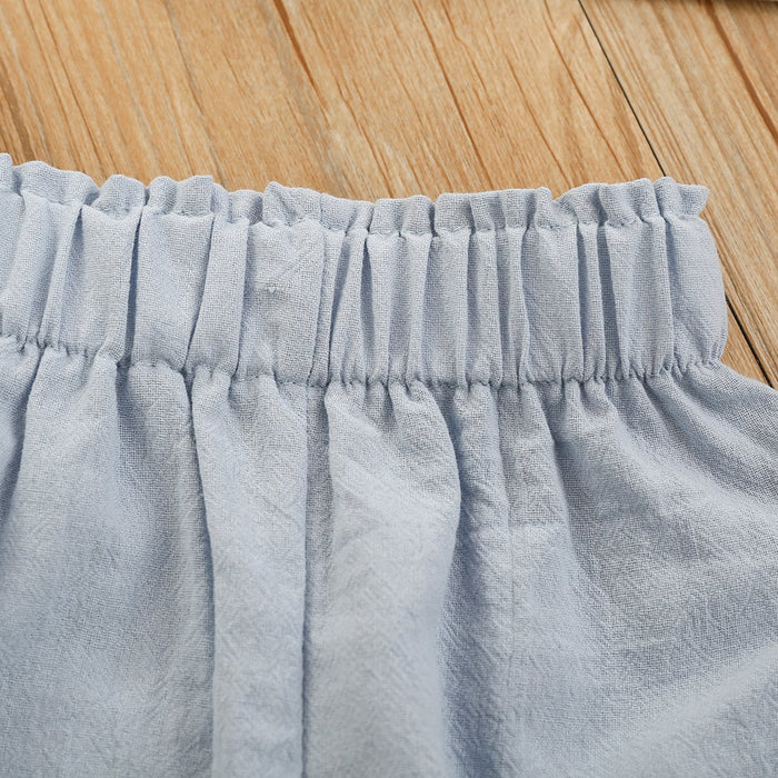 Girls' black fly sleeve top grey shorts two piece set