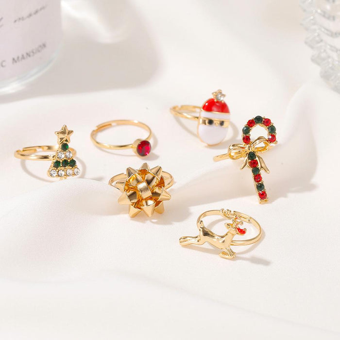 6Pcs/set Christmas Opening Ring
