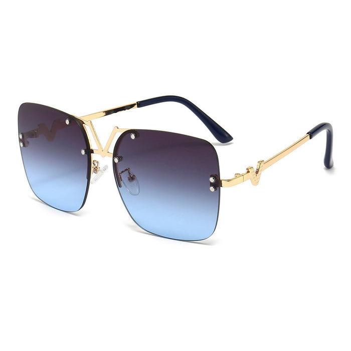 Metal square color large frame sunglasses