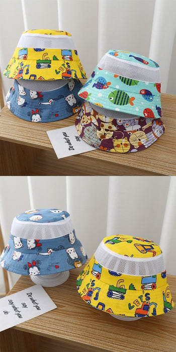 Summer Cartoon Print Children's Outdoor Mesh Hat