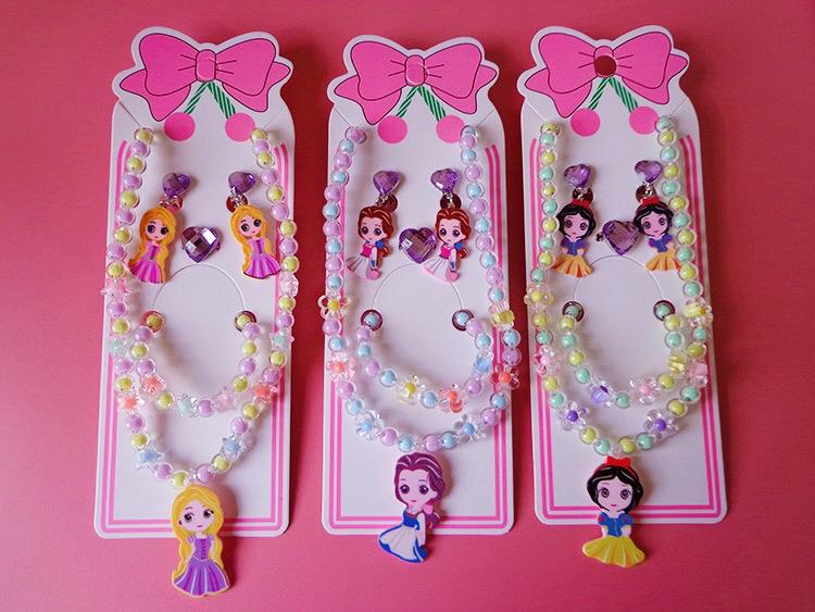 Children's Jewelry Cartoon Princess Sweater Chain Necklace Bracelet Set