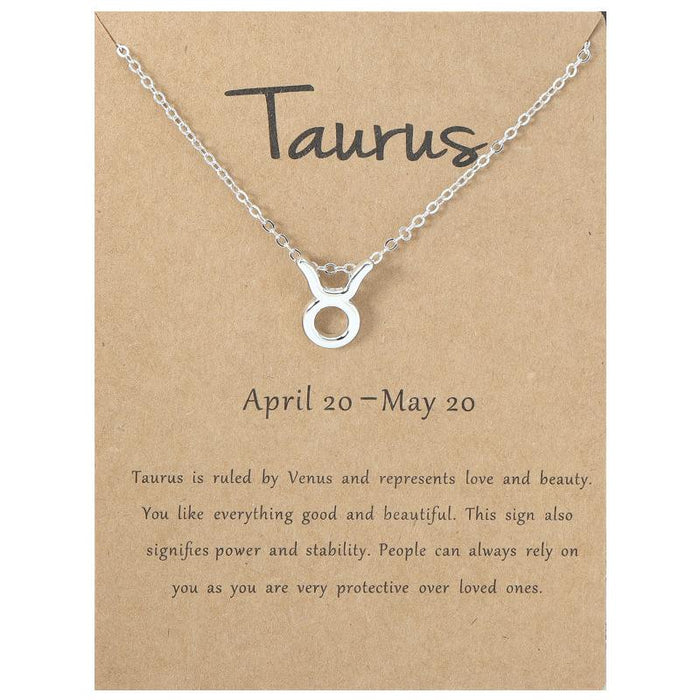 Twelve Constellations Necklace Collarbone Chain Pendant Card Short Necklace