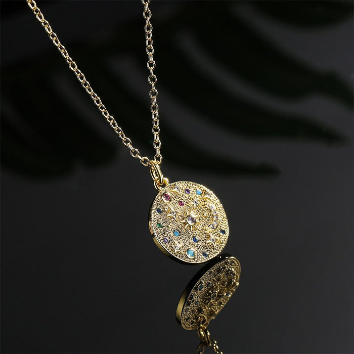 New Fashion Eye Pendant Gold Color Zircon Necklace