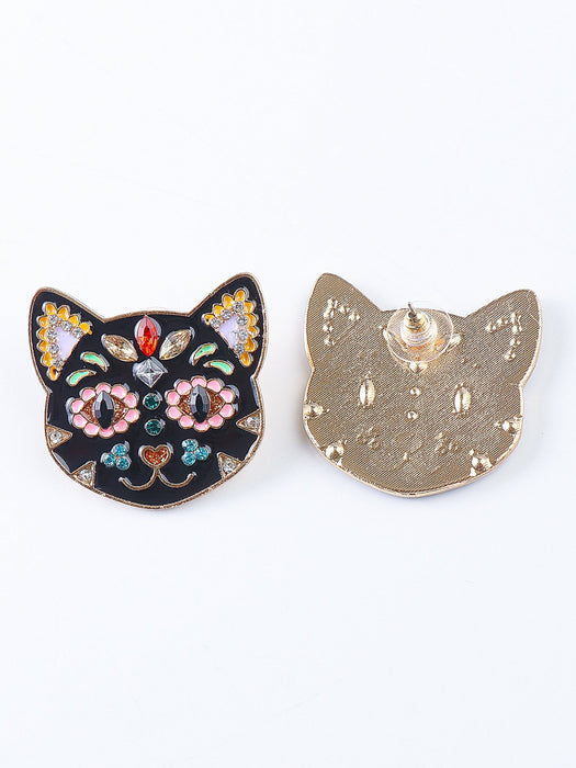 New Female Jewelry Fashion Cat Earrings Accessories Inlaid Rhinestone