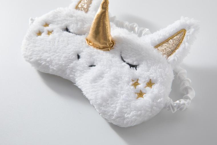 Gold n Silver Nose Unicorn Plush Blackout Sleeping Eye Mask