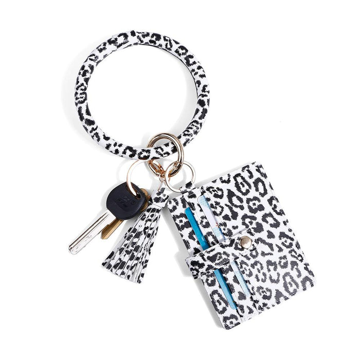 Wrist PU Leather Card Bag Key Chain Coin Purse Pendant