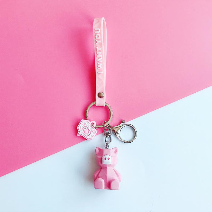 Cartoon Creative Faceted Geometric Dinosaur Keychain