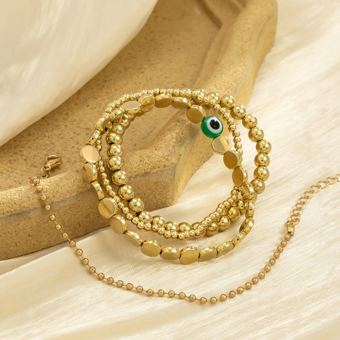 Overlapping Woven Geometric Bead Eye Bracelet