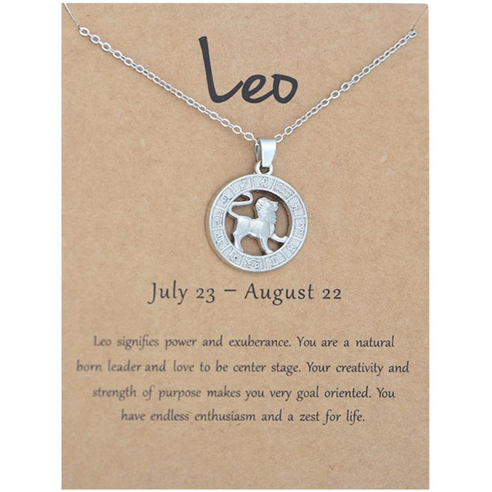 Zodiac 3D Image Pendant Card Clavicle Chain