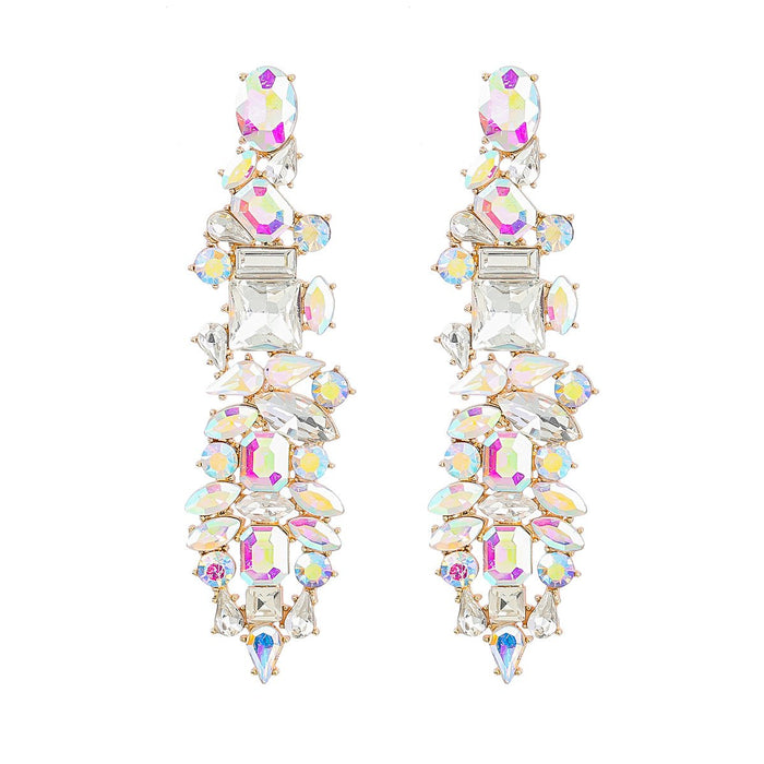 Fashion Exaggerated Rhinestone Long Geometric Earrings