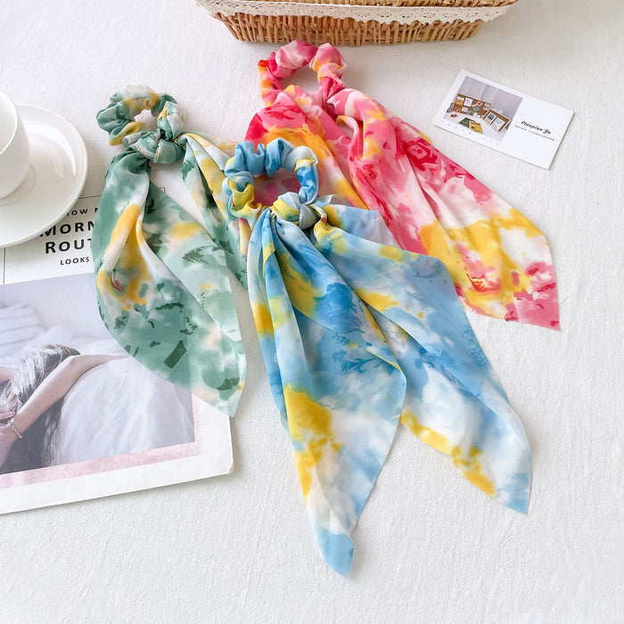 Fashion Silk Scarf Hair circle Chiffon color tie hair dyeing belt women's accessories