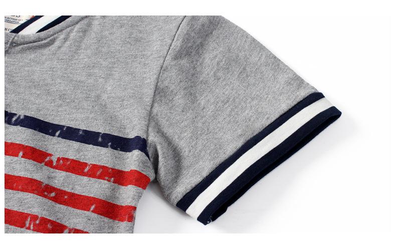 Small and medium-sized children's open chest stand collar Top Boys' Casual Short Sleeve T-Shirt