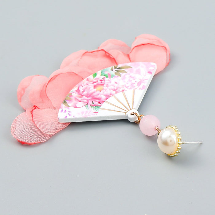 Simple Fan-shaped Lace Flower Earrings