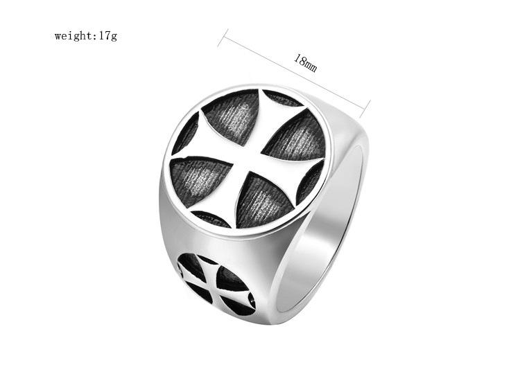 Retro Personality Cross Medal Men's Titanium Steel Ring