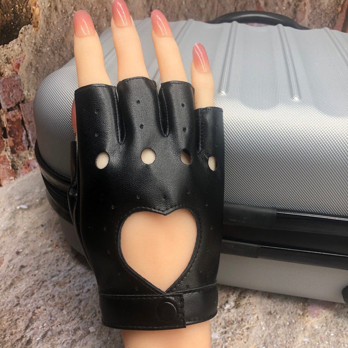 Heart Nightclub Punk Street Dance Half Finger Gloves