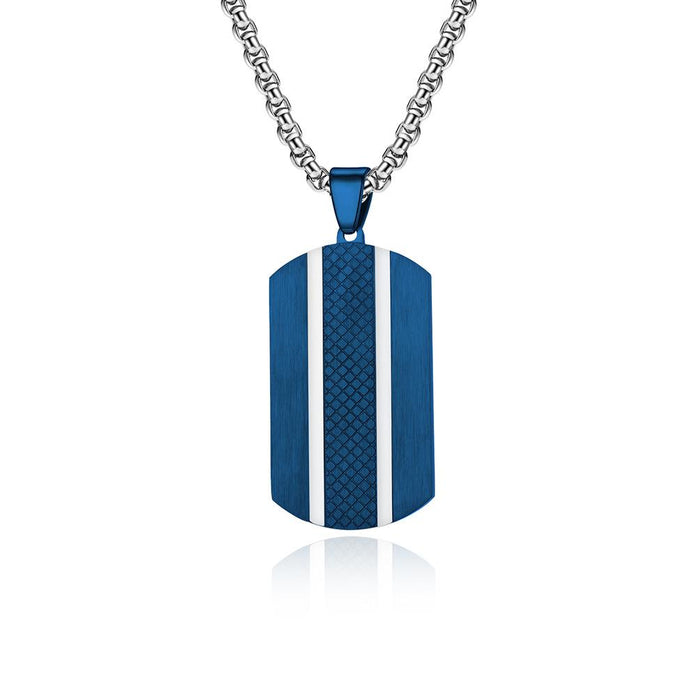 Men's Stainless Steel Checkered Titanium Steel Necklace Pendant