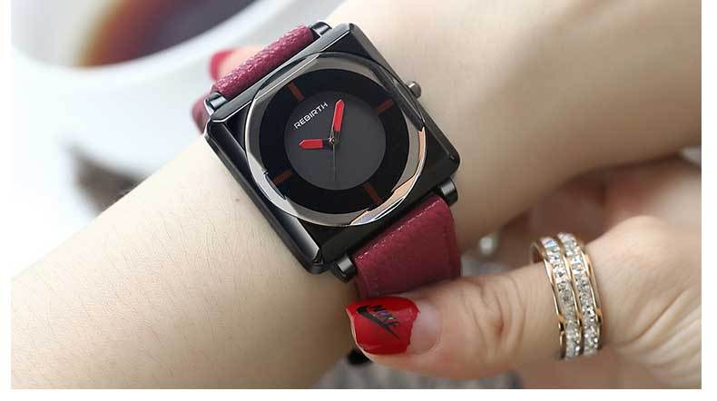 Square Women Leather Wrist Watches