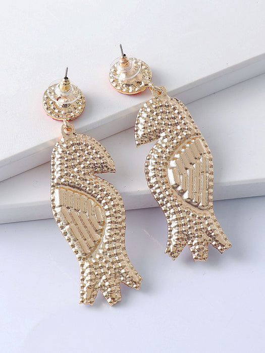 New Creative Exaggerated Personality Parrot Female Earrings Accessories Inlaid Rhinestone