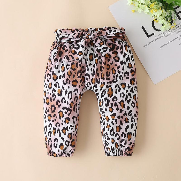 Net red Khaki leopard print cute two piece set