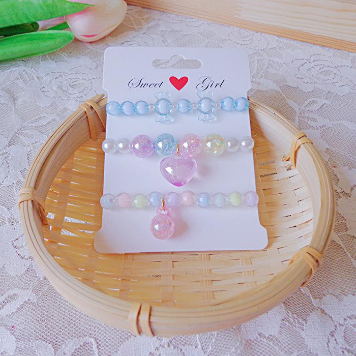 Cartoon Bracelet Girls Beaded Head Jewelry Set