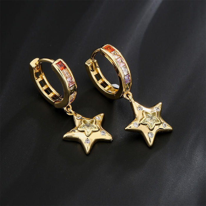 Fashion Niche Design Light Luxury Gold Color Zircon Women's Earrings