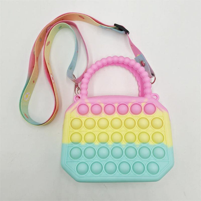 Kids Pop It Bag Rainbow Push Bubbles Fidget Toys