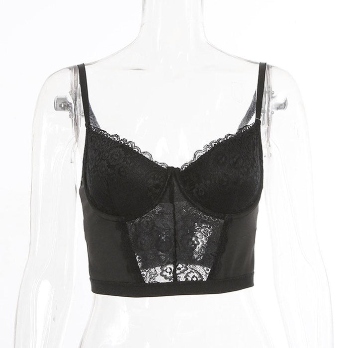 Lace Sexy Black Women Slim Fit Tank Top