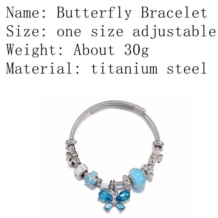 Open Butterfly Beaded Titanium Bracelet