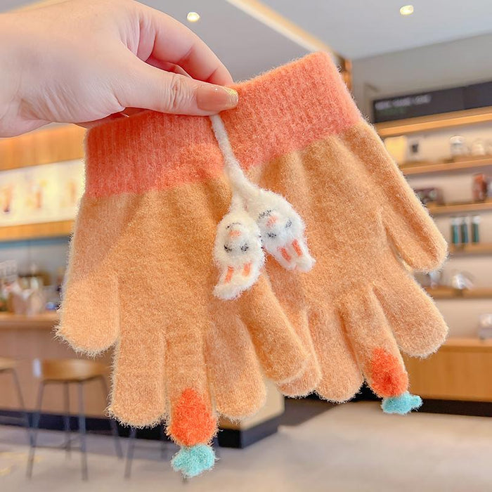 Winter Baby Sweet Cartoon Knitted Yarn Keep Warm Gloves