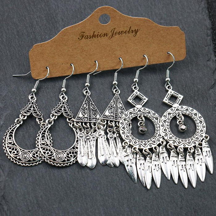 Boho Chic Vintage Matte Metal Earrings