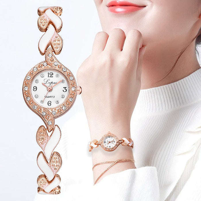 Luxury Vintage Ladies Bracelet Rhinestone Watch Women New Fashion Steel Quartz Clock