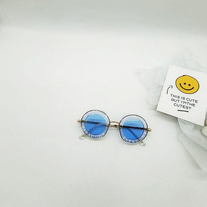 Children's Fashion Letter Metal Round Frame Sunglasses
