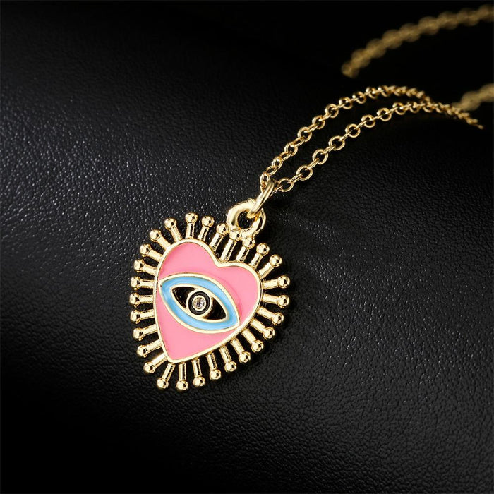 Personalized Oil Dripping Love Devil's Eye Pendant Necklace