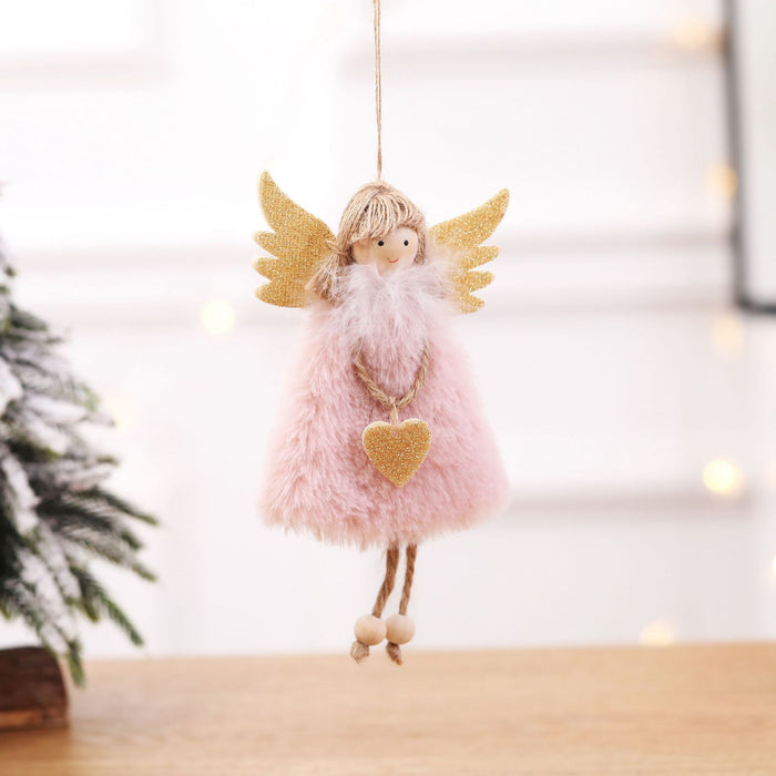 Love Plush Feather Angel Christmas Tree Ornaments
