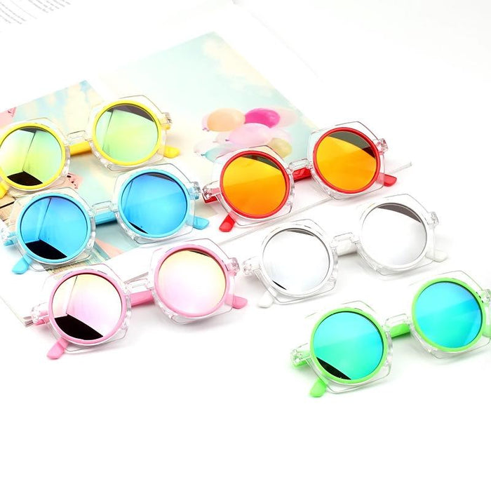 Children's Sunglasses New transparent frame reflective color
