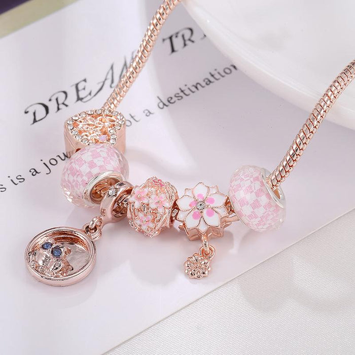 Rose Gold Pan Style Owl Bracelet