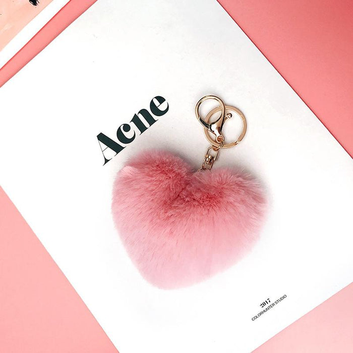 Love Wool Ball Metal Key Chain Car Pendant Women's Bag Pendant