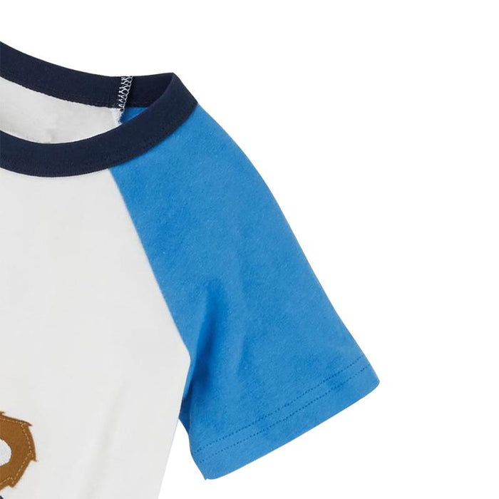 Children's short sleeved T-shirt set knitted cotton cartoon round neck two-piece set