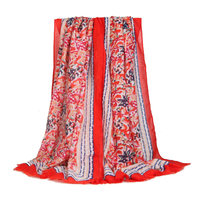 Printed Scarf Shawl Small Flower Print Sunscreen Warmth