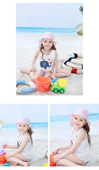 Light Pink Ruffled Outdoor Sunscreen Thin Children's Shawl Hat